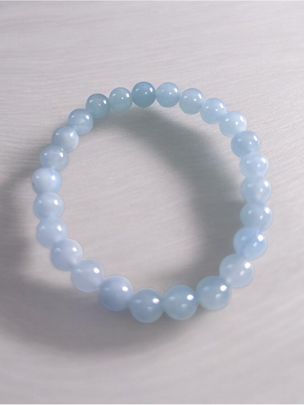Light Blue Aquamarine 8mm Beaded Stretch Bracelet